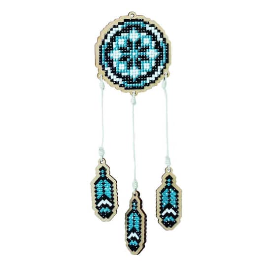 Crafting Spark Round Blue Dreamcatcher Diamond Painting on Plywood Kit